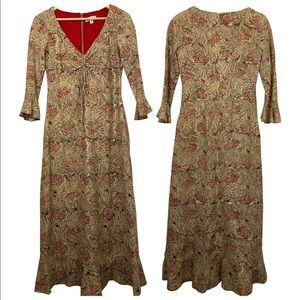 Pamela Barish Bohemian Dress Rayon Silk Size 4 Designer Boho Artsy